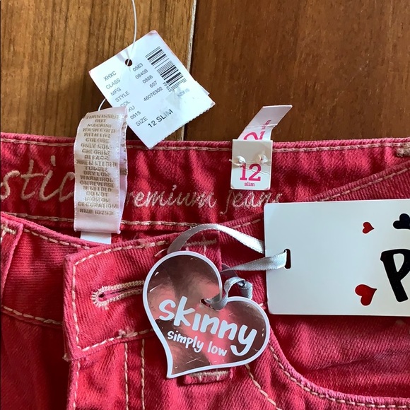JUSTICE | Red Skinny Low Rise Girl's Jeans - Picture 3 of 4